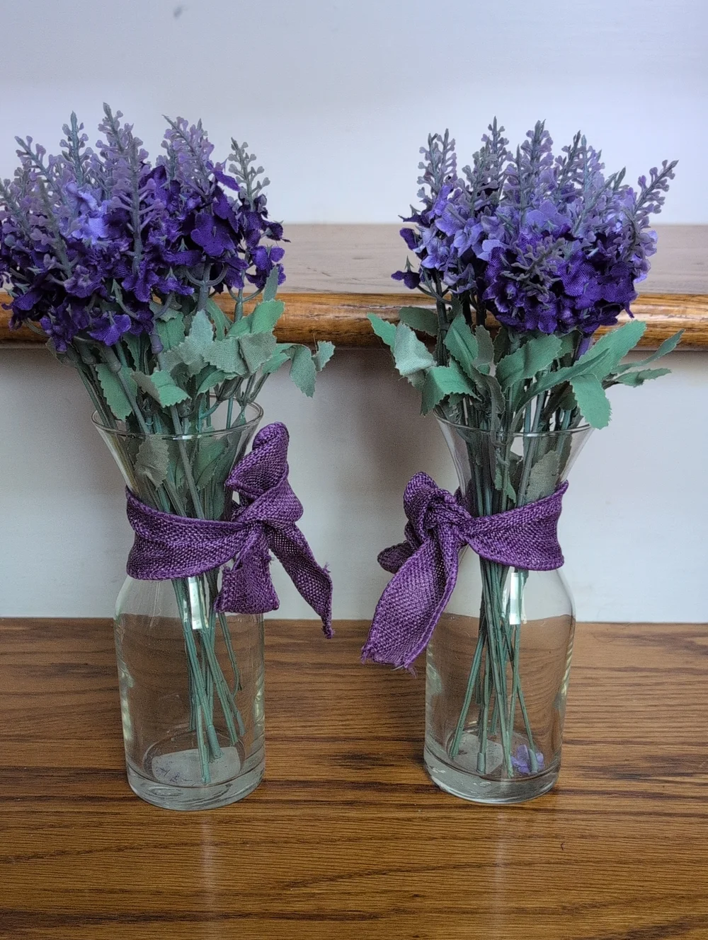 Lavender Bouquet Pair with Purple Ribbon